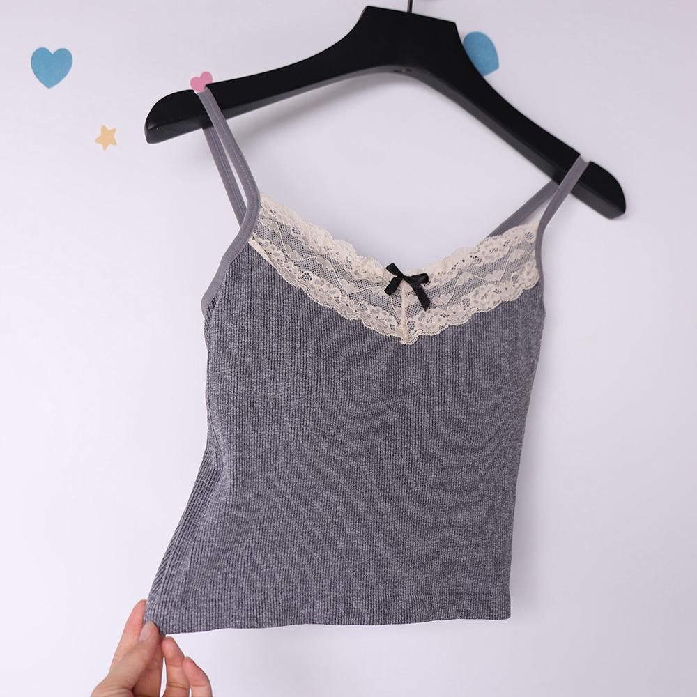 Fashion Lace Bow Vest Camisole - Street Fashion Photographers 评论和价格