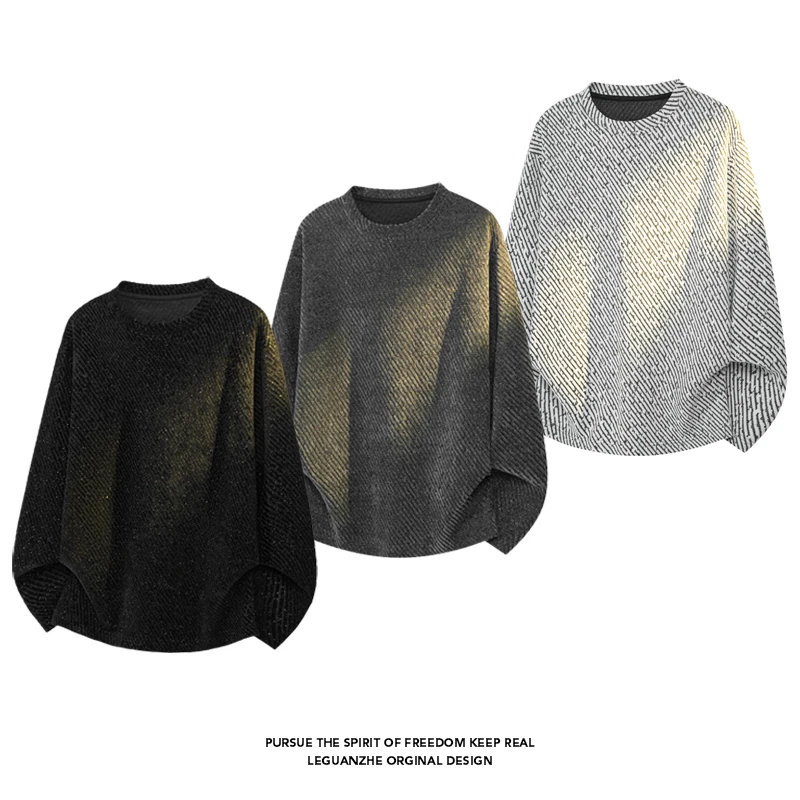 Men Diagonal Stripe Textured L - Street Fashion Tshirt 评论和价格