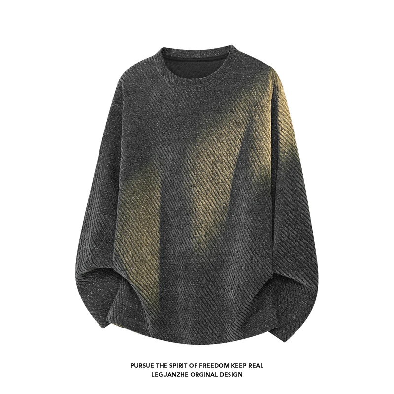 Men Diagonal Stripe Textured L - Street Fashion Tshirt 评论和价格
