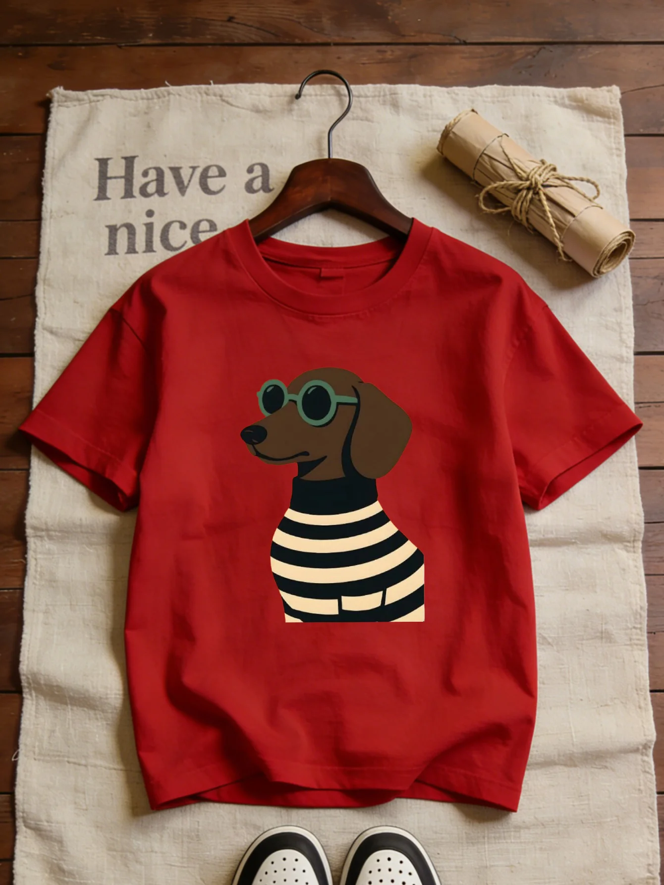 Exquisite Cartoon Dog Print Sh - Street Fashion Photo 评论和价格
