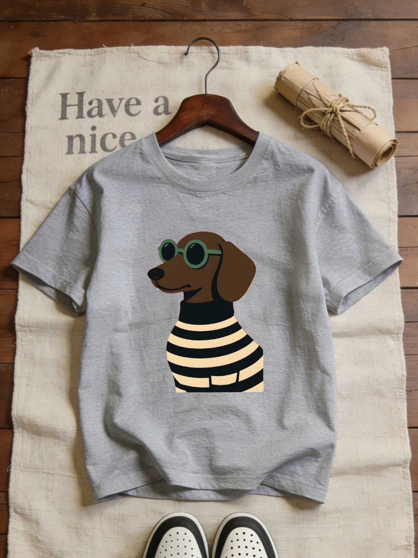 Exquisite Cartoon Dog Print Sh - Street Fashion Photo 评论和价格