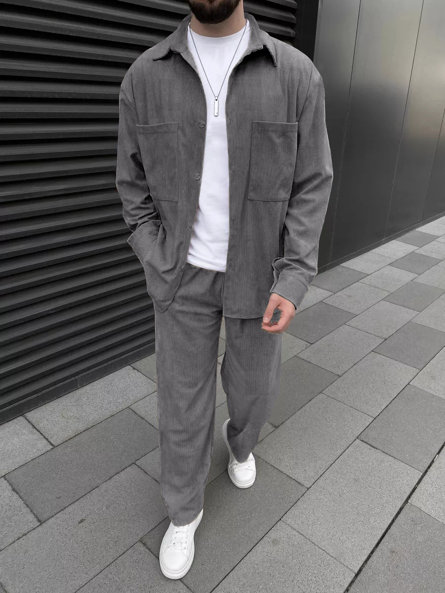 Men's Corduroy Two-Piece Outfi - Street Fashion China 评论和价格