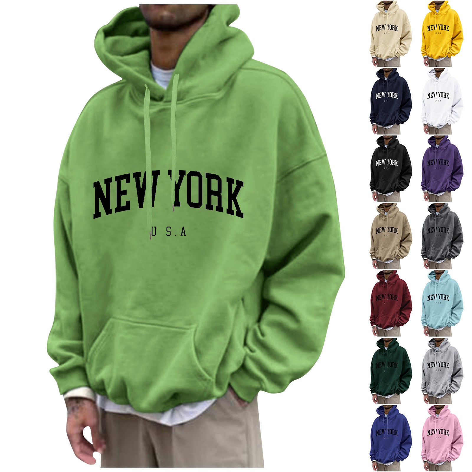 New York Print Mens Hoodies Fa - Street Fashion Of New York 评论和价格