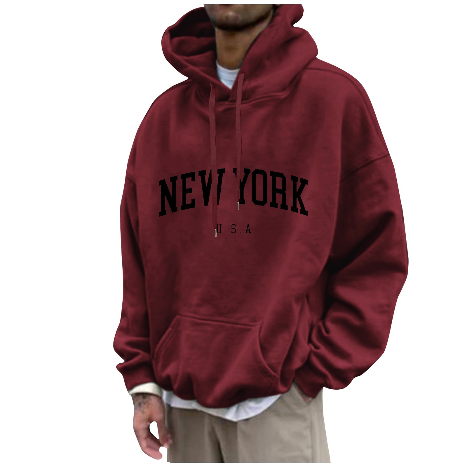 New York Print Mens Hoodies Fa - Street Fashion Of New York 评论和价格