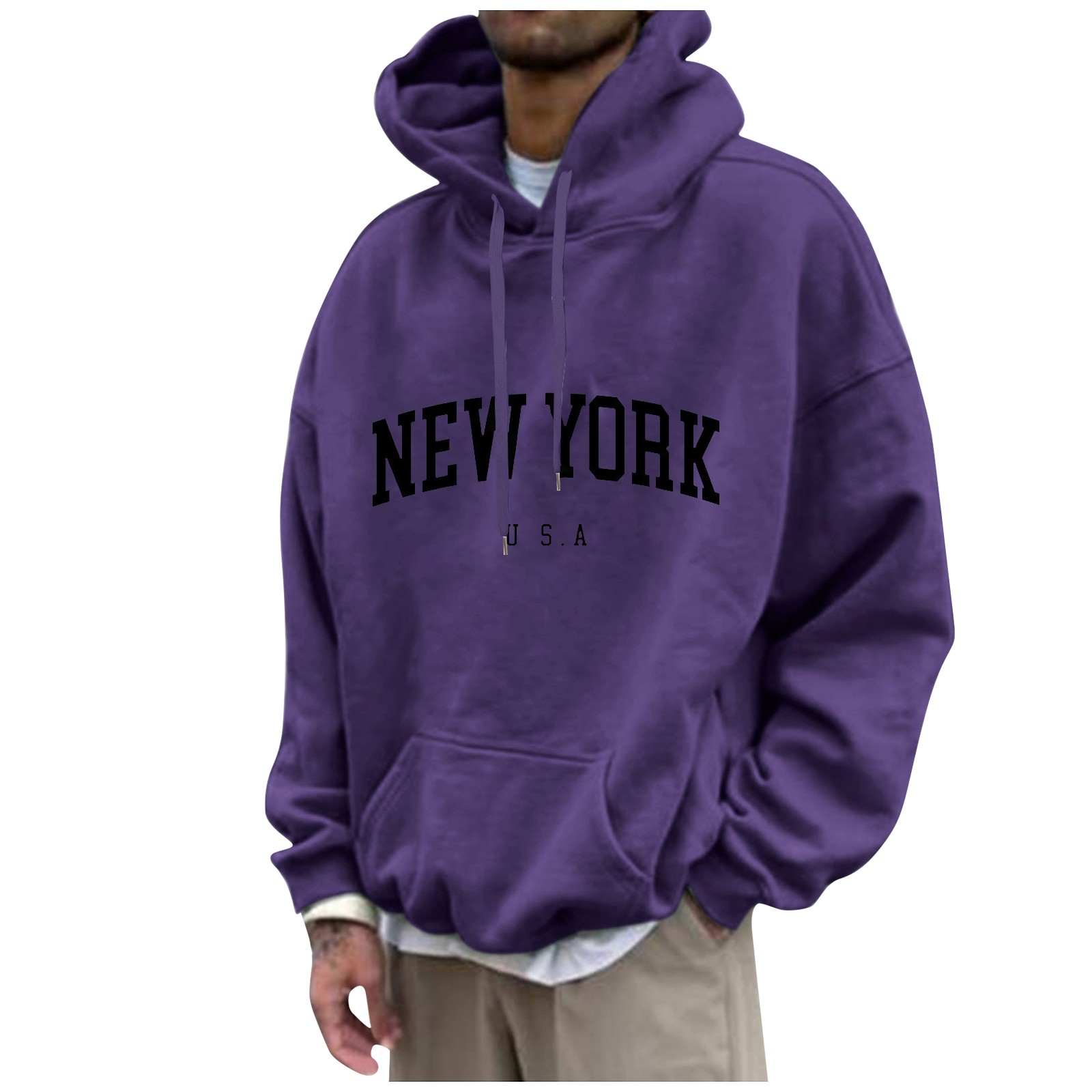 New York Print Mens Hoodies Fa - Street Fashion Of New York 评论和价格
